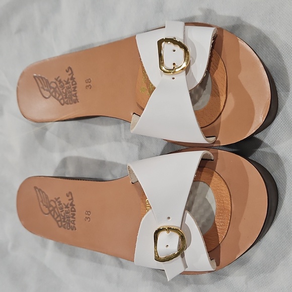 Ancient Greek Sandals Shoes - Ancient Greek Sandals White and Gold Mules